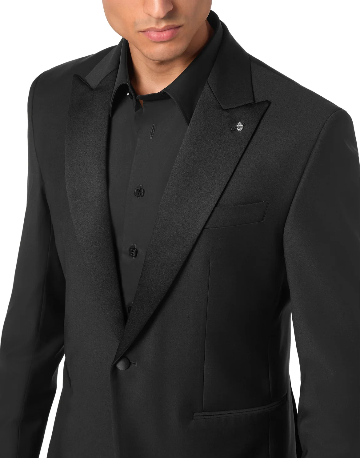 Wool Blazer With Satin Revers, цвет: Черный