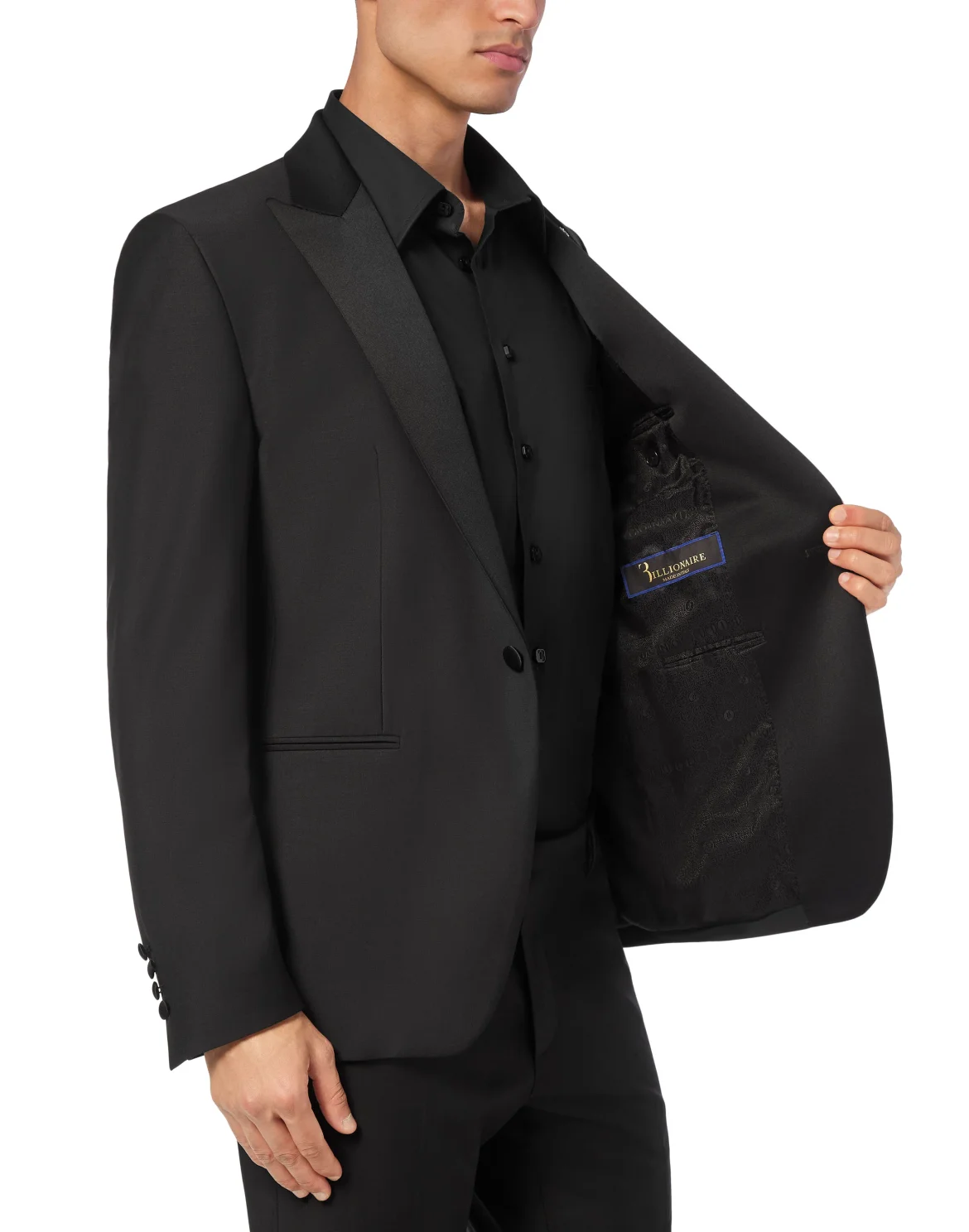Wool Blazer With Satin Revers, цвет: Черный