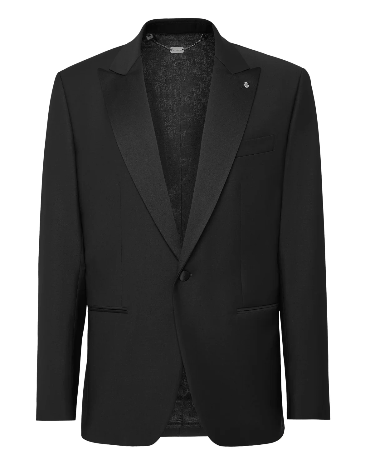 Wool Blazer With Satin Revers, цвет: Черный