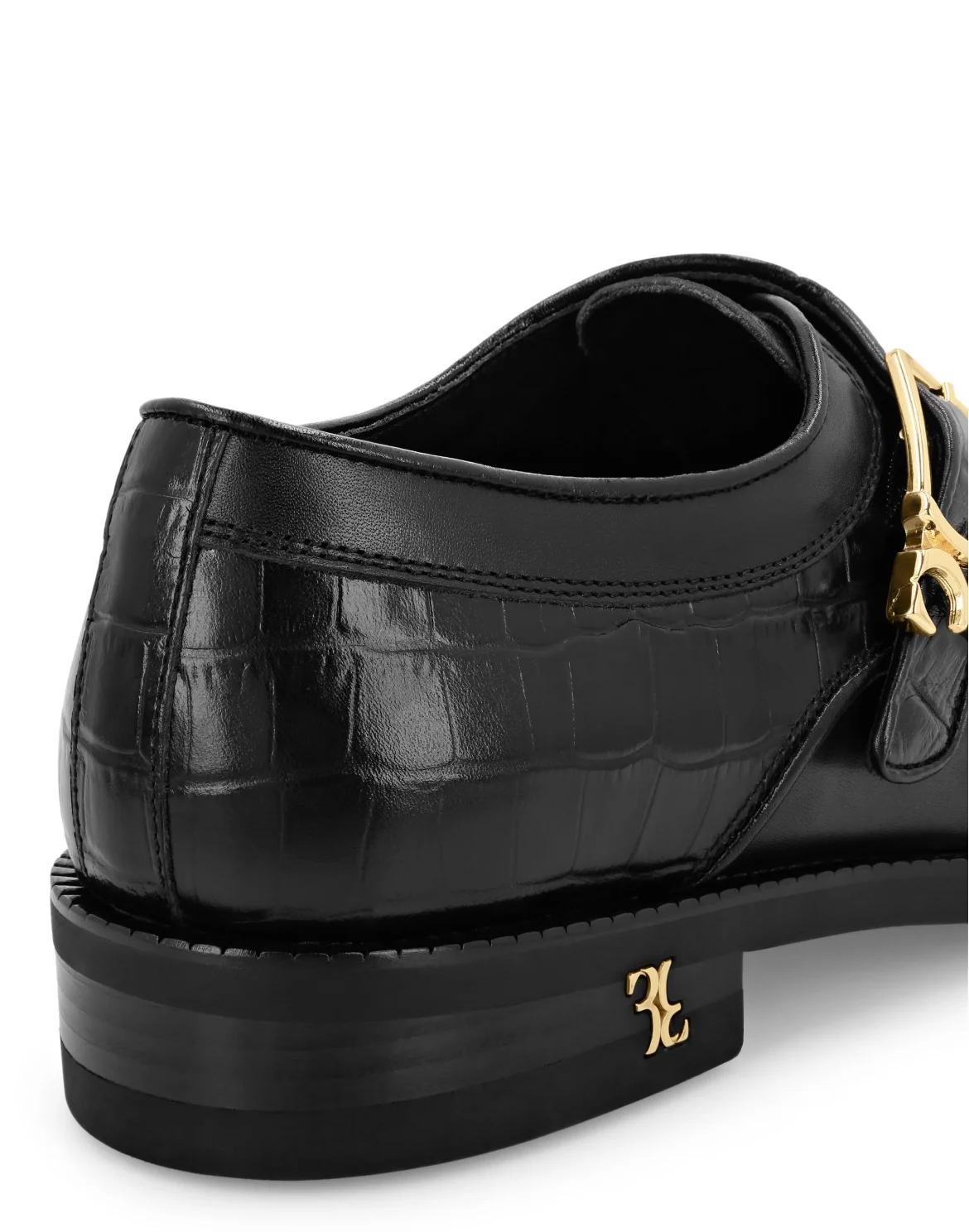 Crocco Printed Leather City Shoes, цвет: Черный