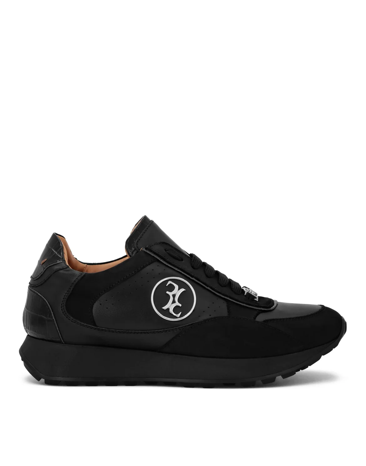 Crocco Printed Leather Lo-Top Sneakers, цвет: Черный