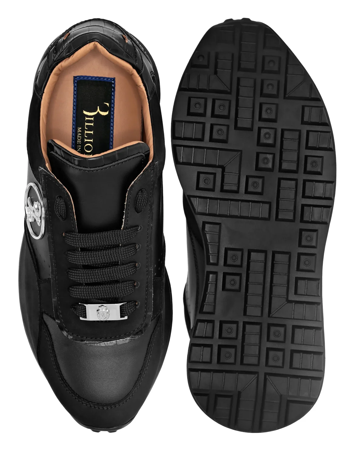Crocco Printed Leather Lo-Top Sneakers, цвет: Черный