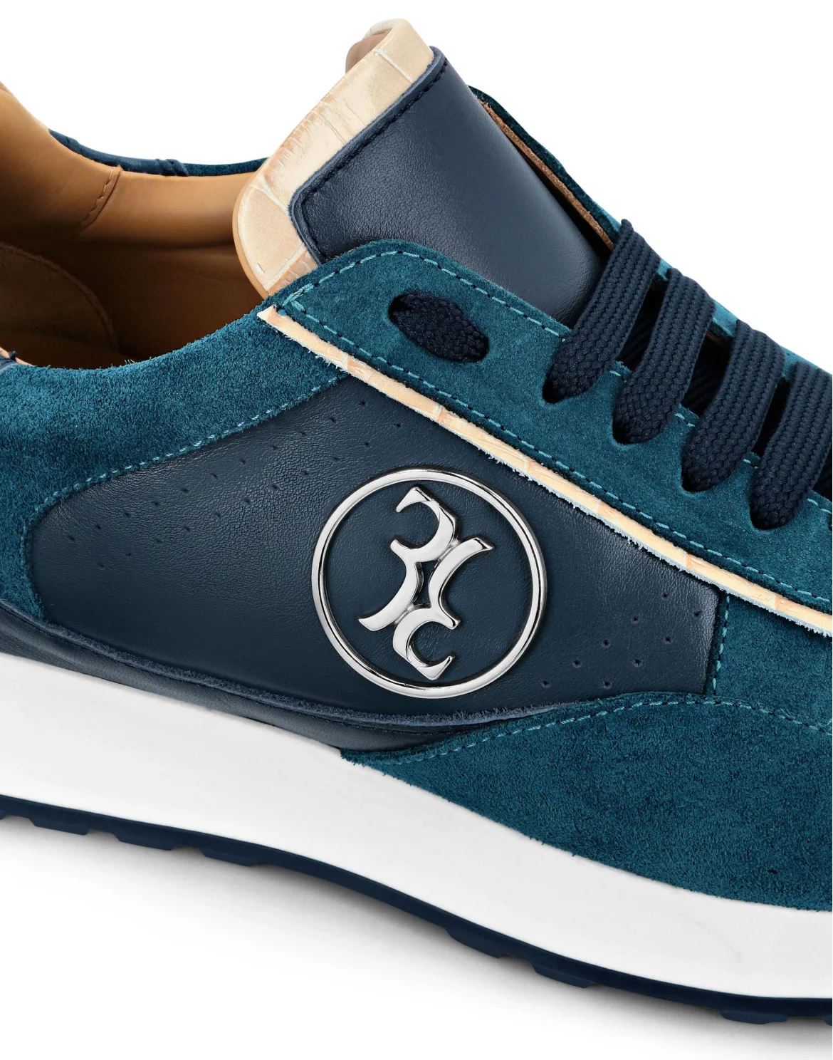 Crocco Printed Leather Lo-Top Sneakers, цвет: Синий