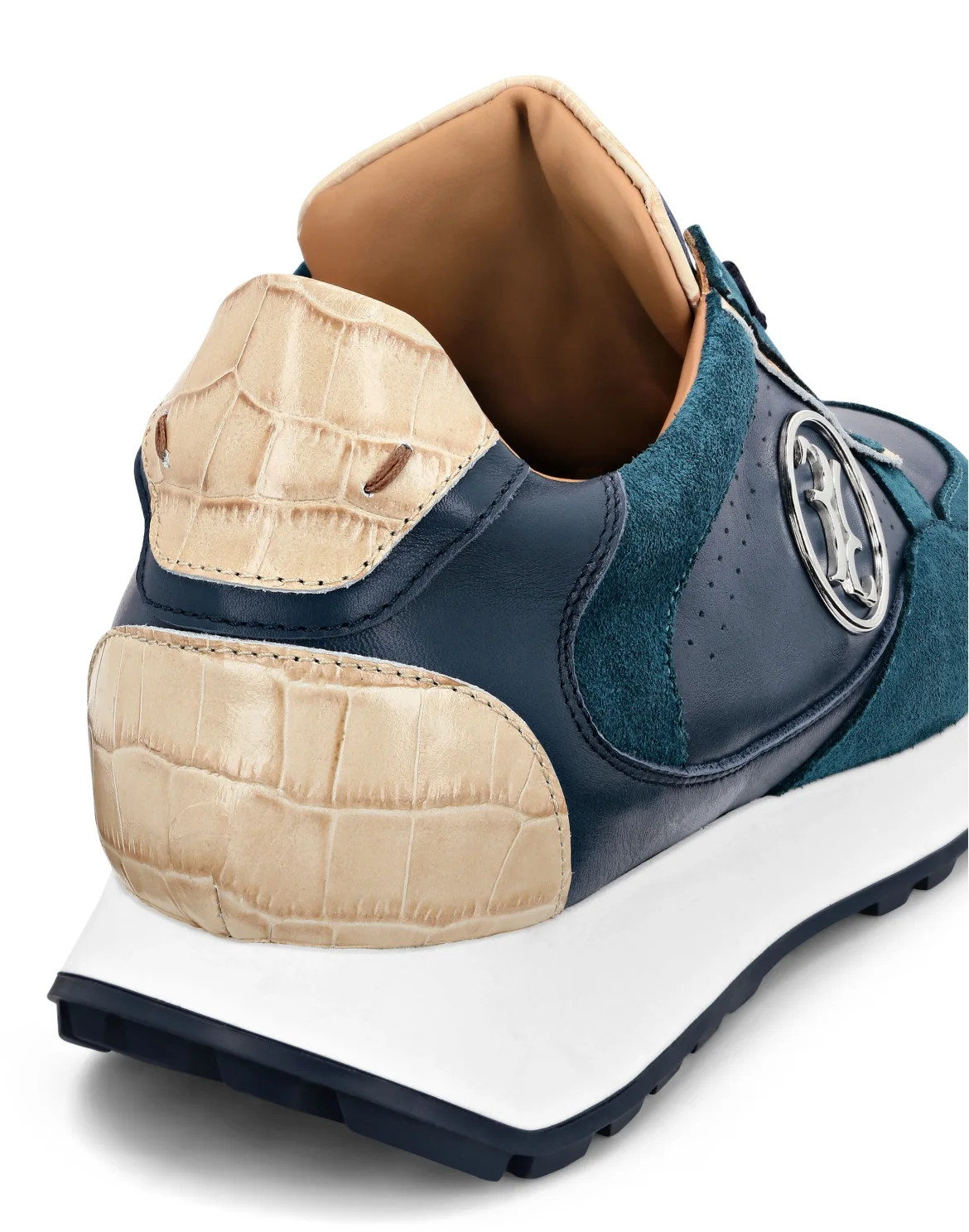 Crocco Printed Leather Lo-Top Sneakers, цвет: Синий