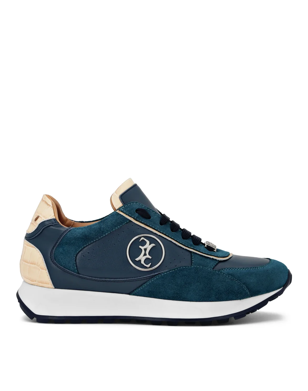 Crocco Printed Leather Lo-Top Sneakers, цвет: Синий