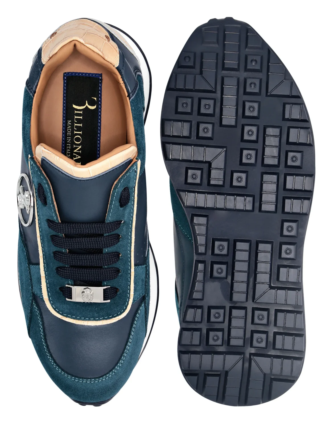Crocco Printed Leather Lo-Top Sneakers, цвет: Синий