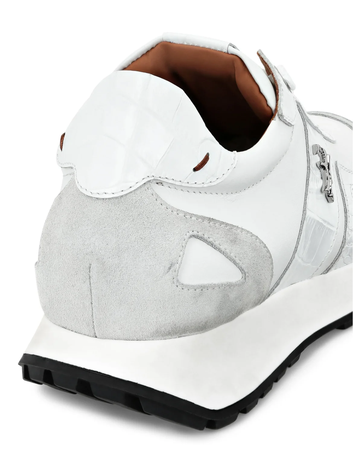 Croco Printed Nubuck & Suede Runner, цвет: Белый