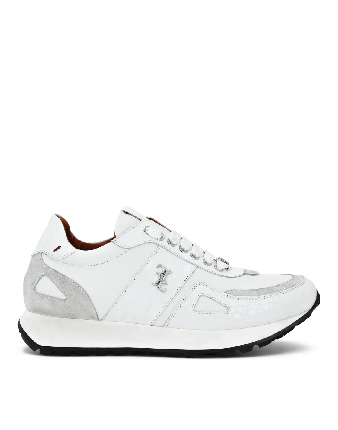 Croco Printed Nubuck & Suede Runner, цвет: Белый