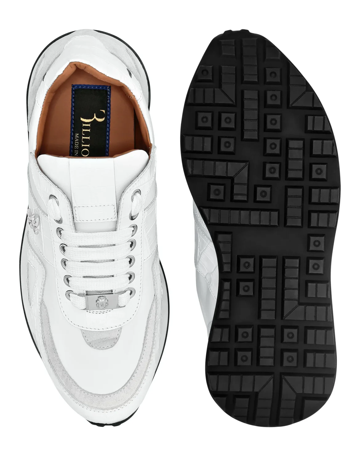 Croco Printed Nubuck & Suede Runner, цвет: Белый