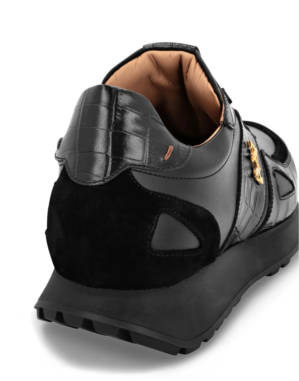 Croco Printed Nubuck & Suede Runner, цвет: Черный