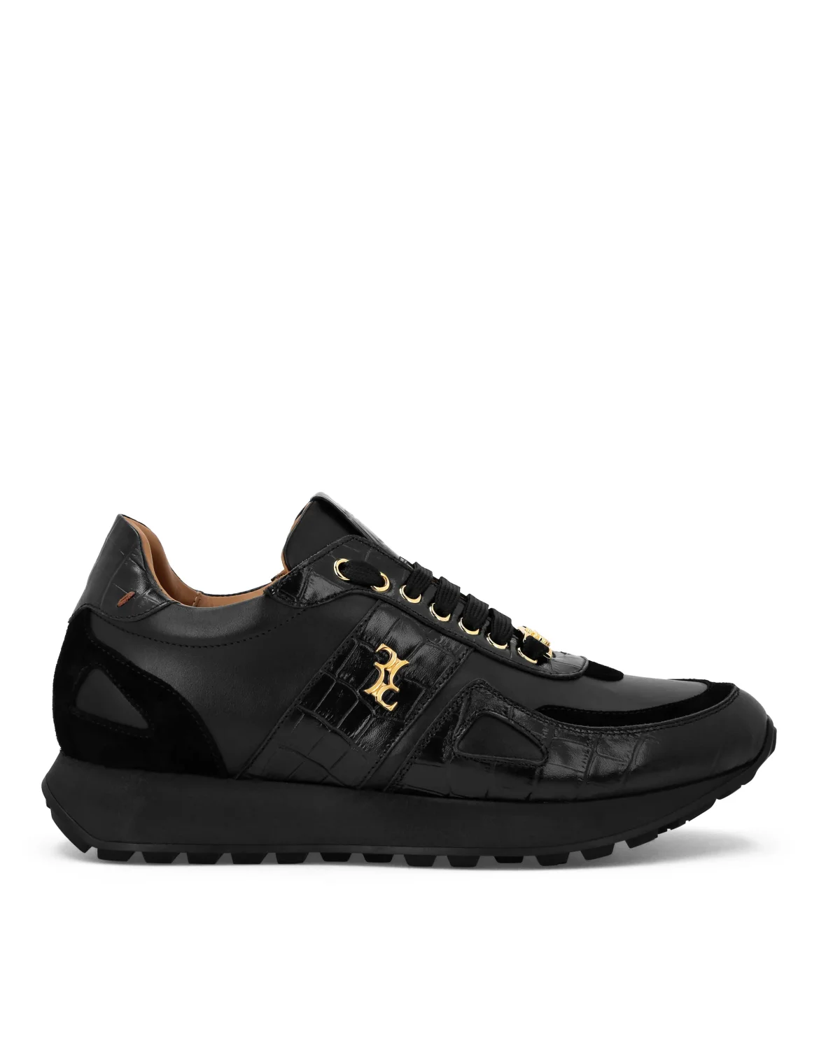 Croco Printed Nubuck & Suede Runner, цвет: Черный