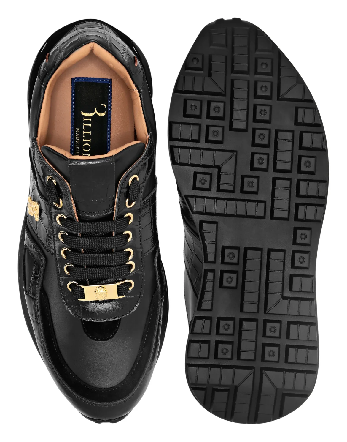 Croco Printed Nubuck & Suede Runner, цвет: Черный