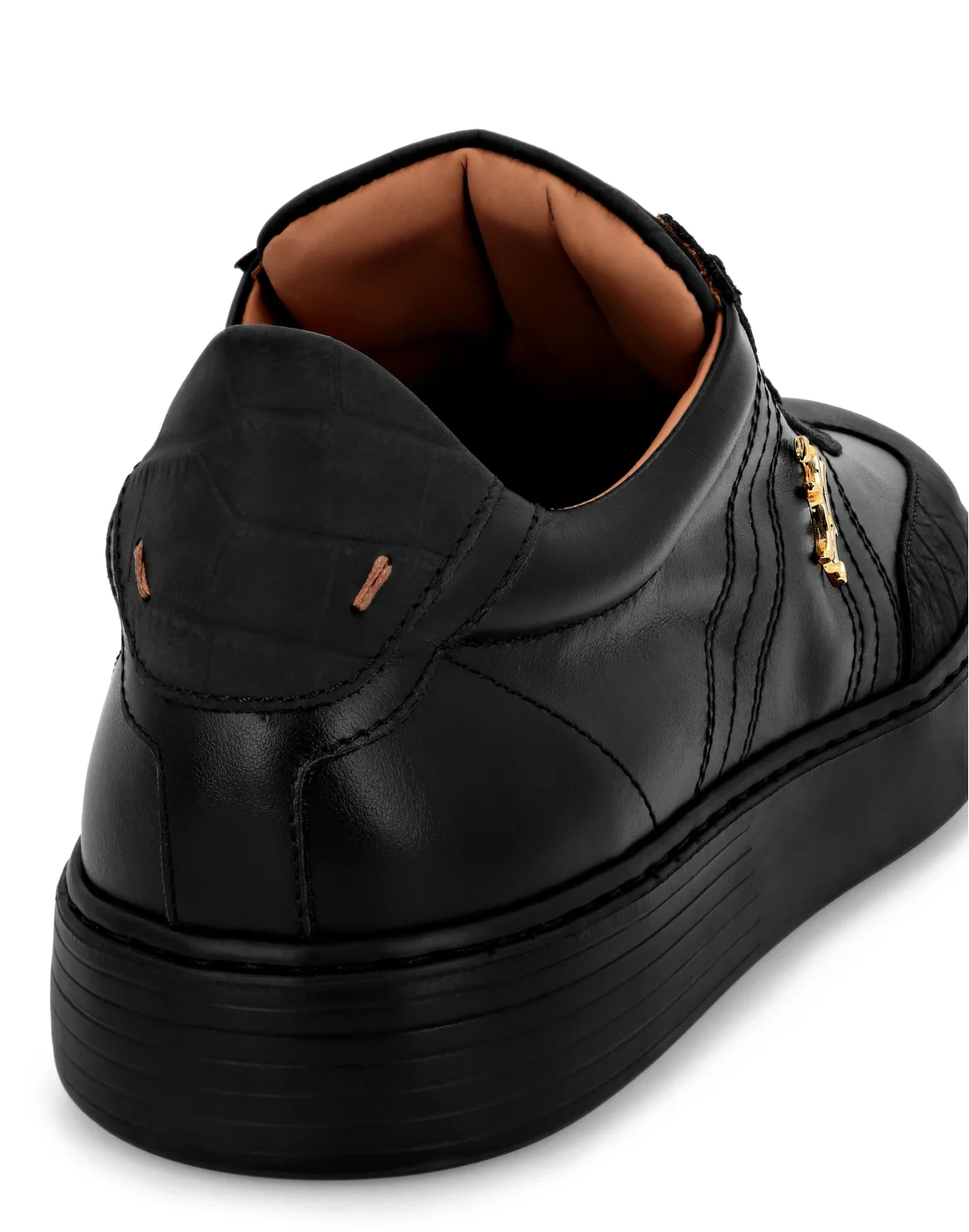 Nappa Crocco Printed Lo-Top Sneakers, цвет: Черный