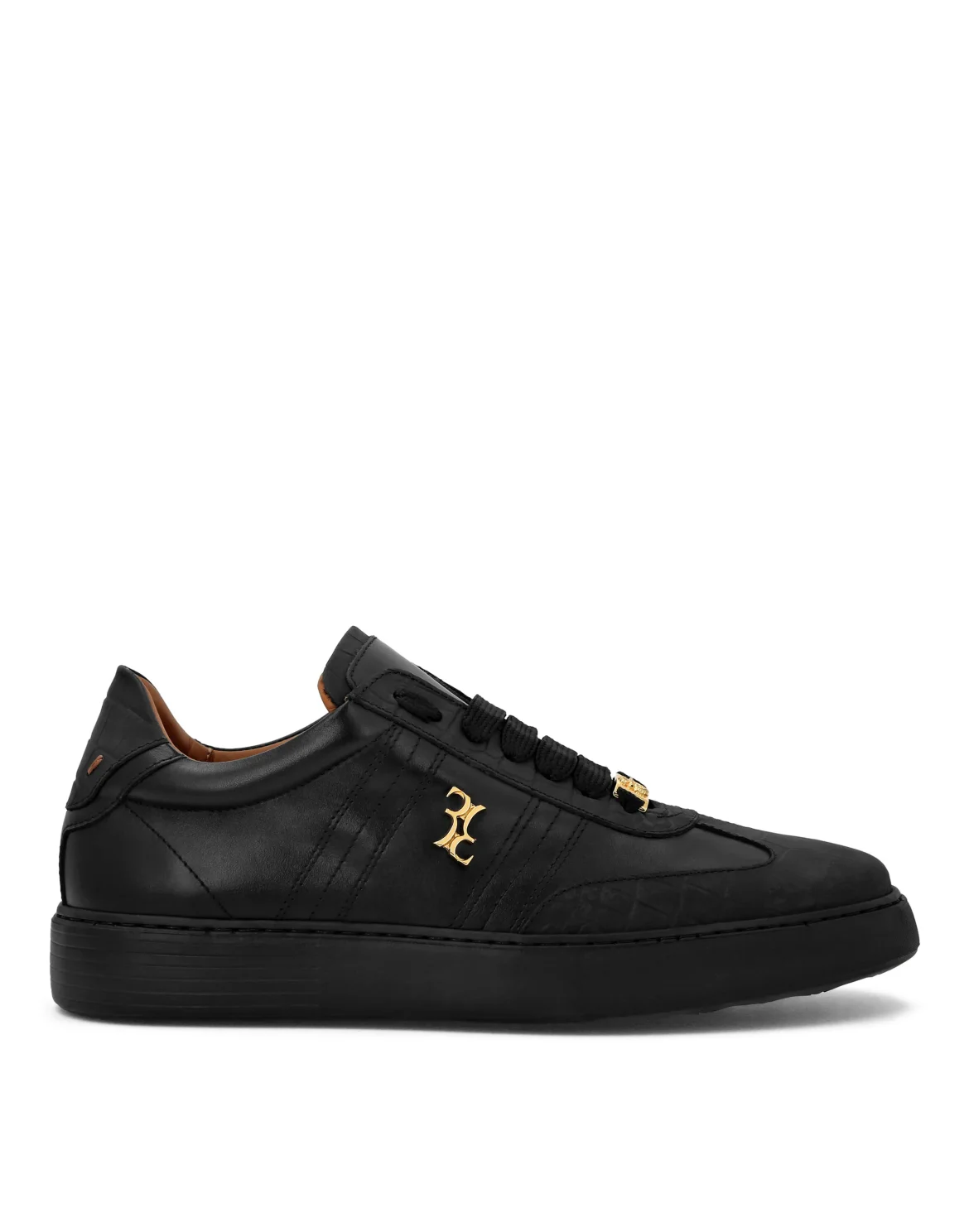 Nappa Crocco Printed Lo-Top Sneakers, цвет: Черный