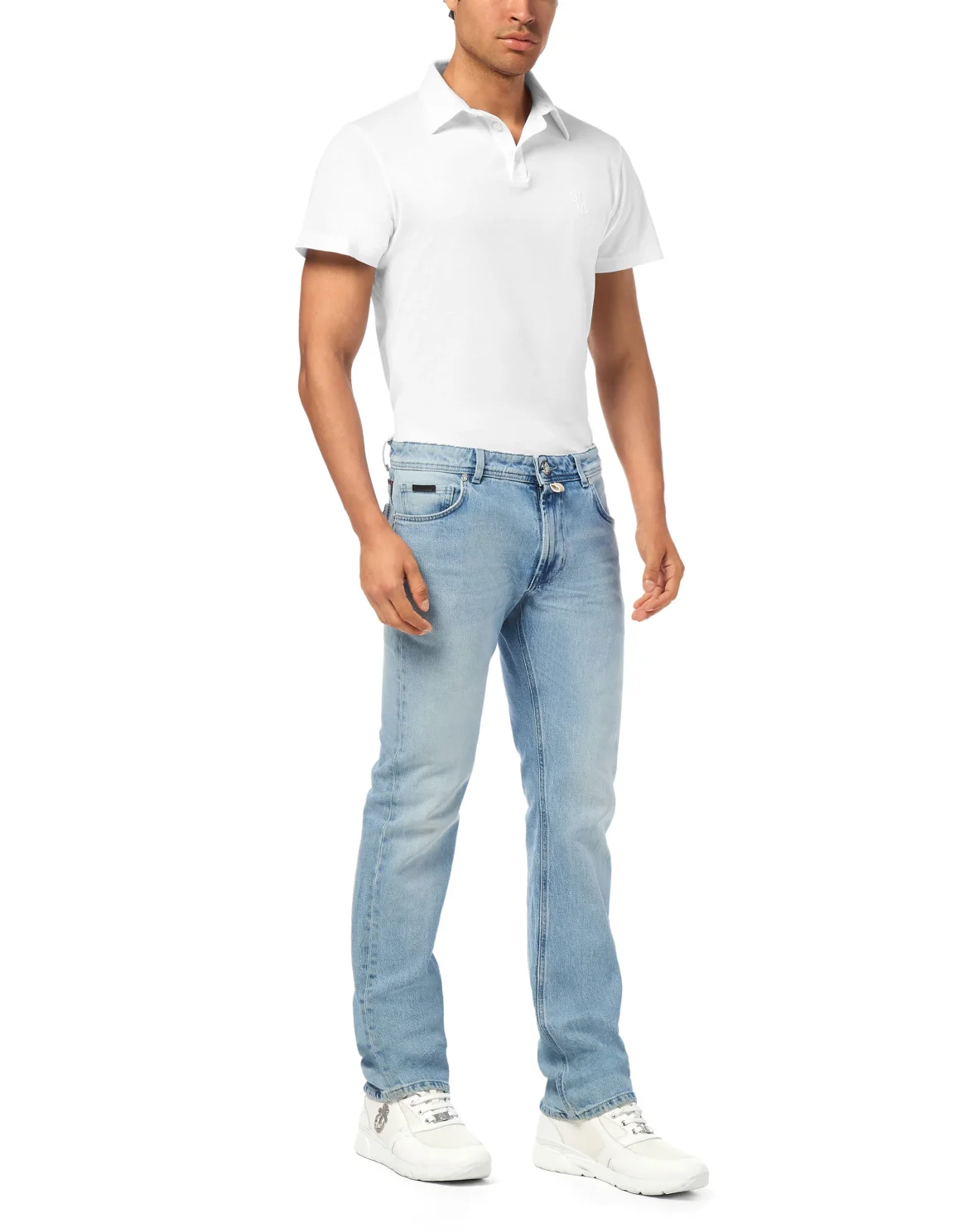 Denim Trousers Regular Cut Python Inserts, цвет: Серый