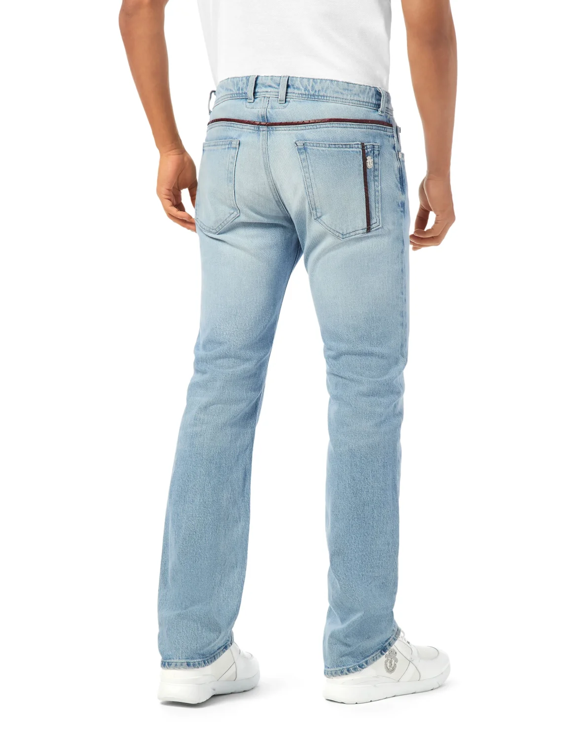 Denim Trousers Regular Cut Python Inserts, цвет: Серый