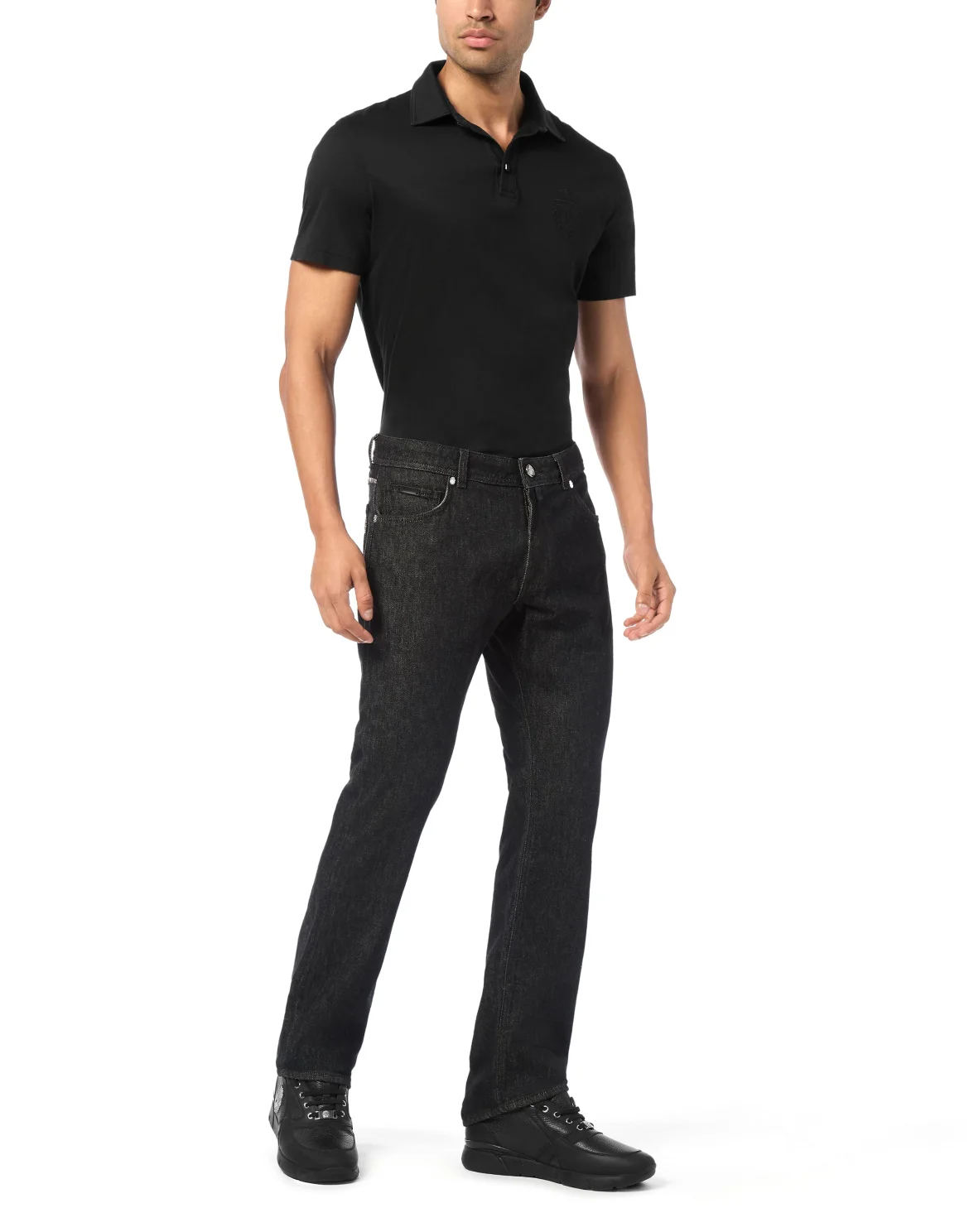 Denim Trousers Regular Cut Python Inserts, цвет: Черный