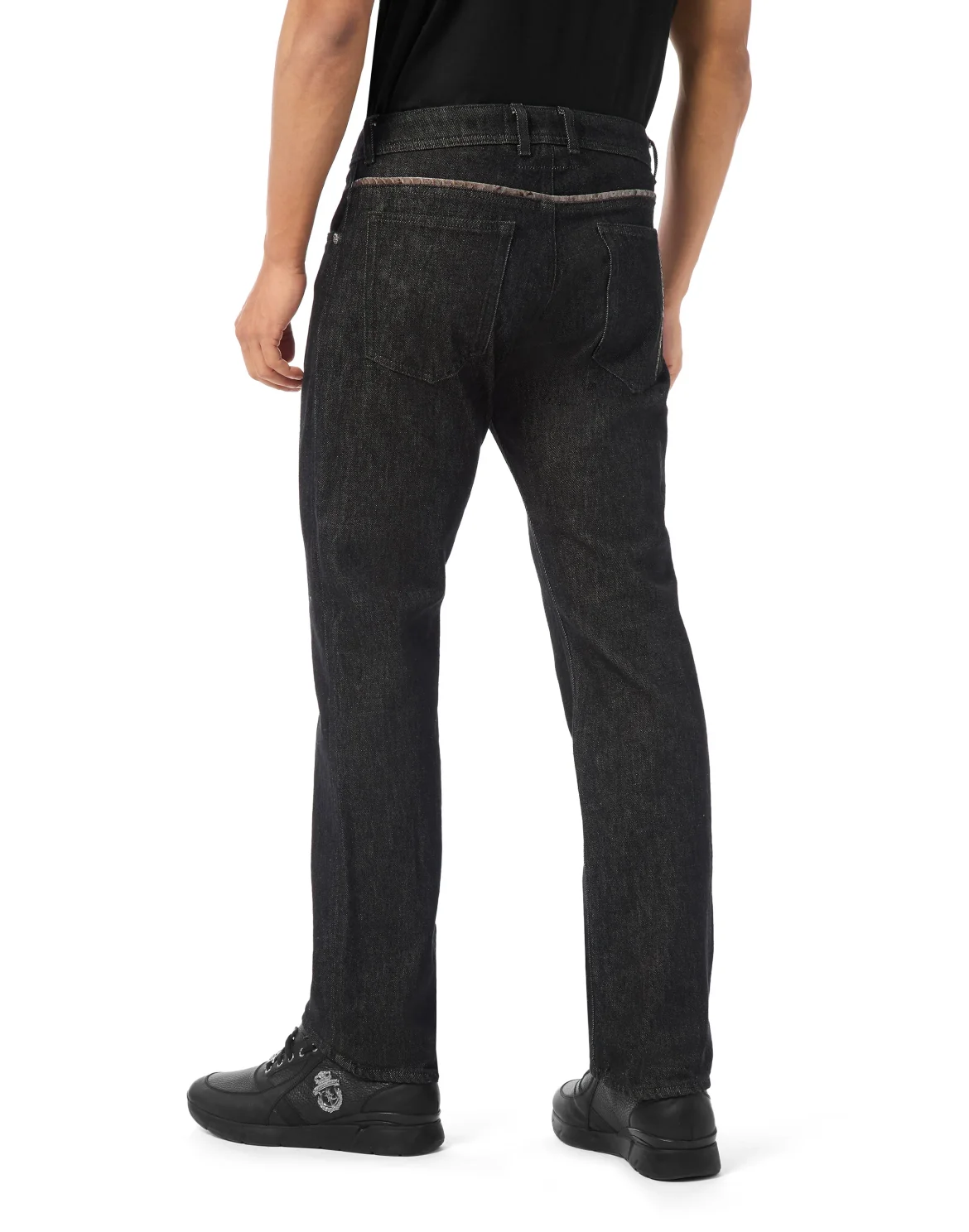 Denim Trousers Regular Cut Python Inserts, цвет: Черный