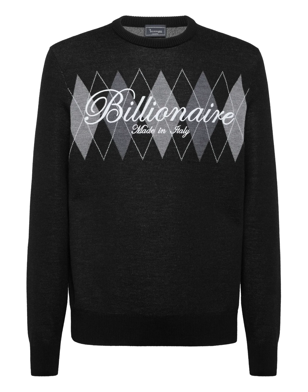 Embroidered Cotton Cashmere Round Neck Pullover Diamonds, цвет: Черный