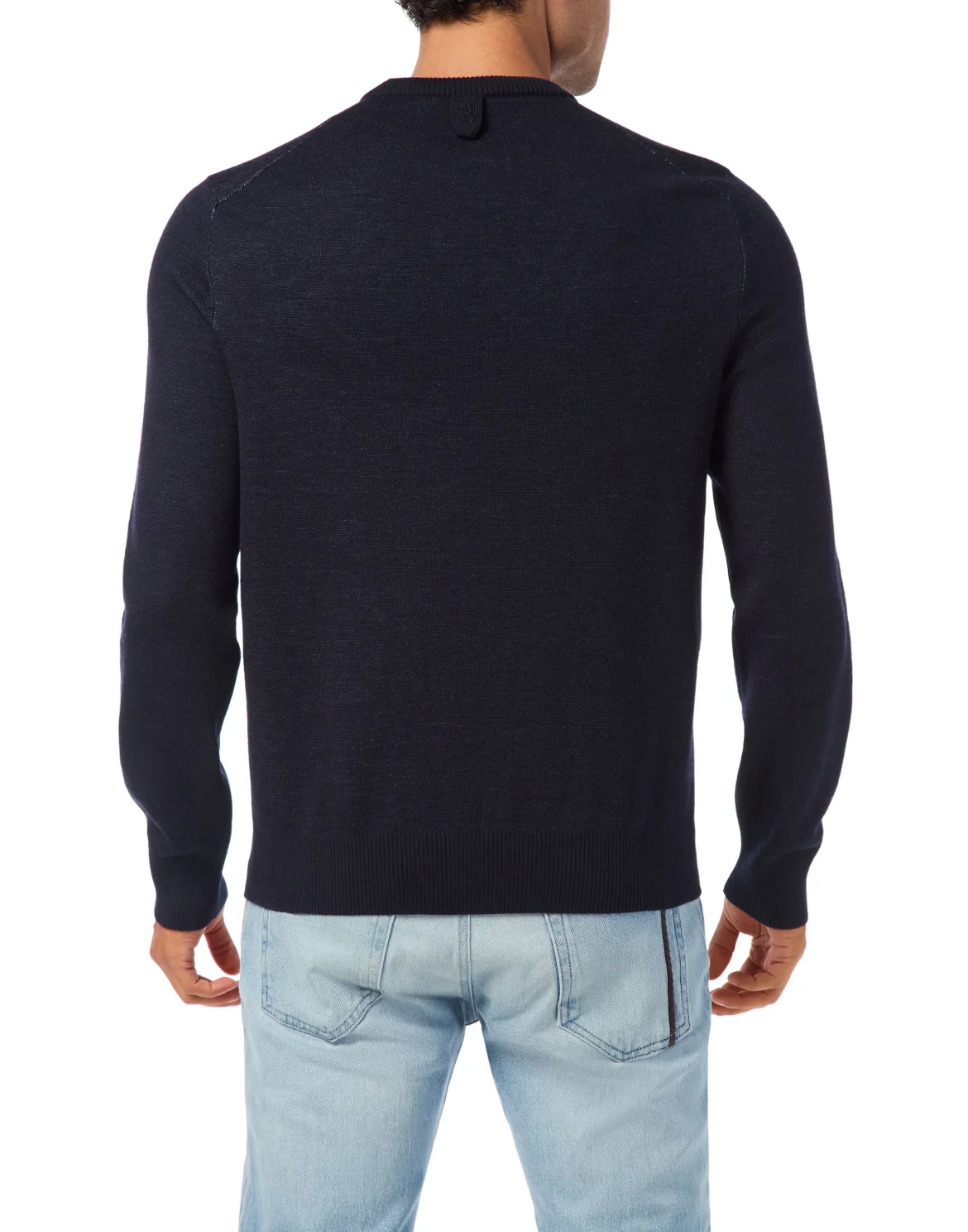 Embroidered Cotton Cashmere Round Neck Pullover Diamonds, цвет: Синий