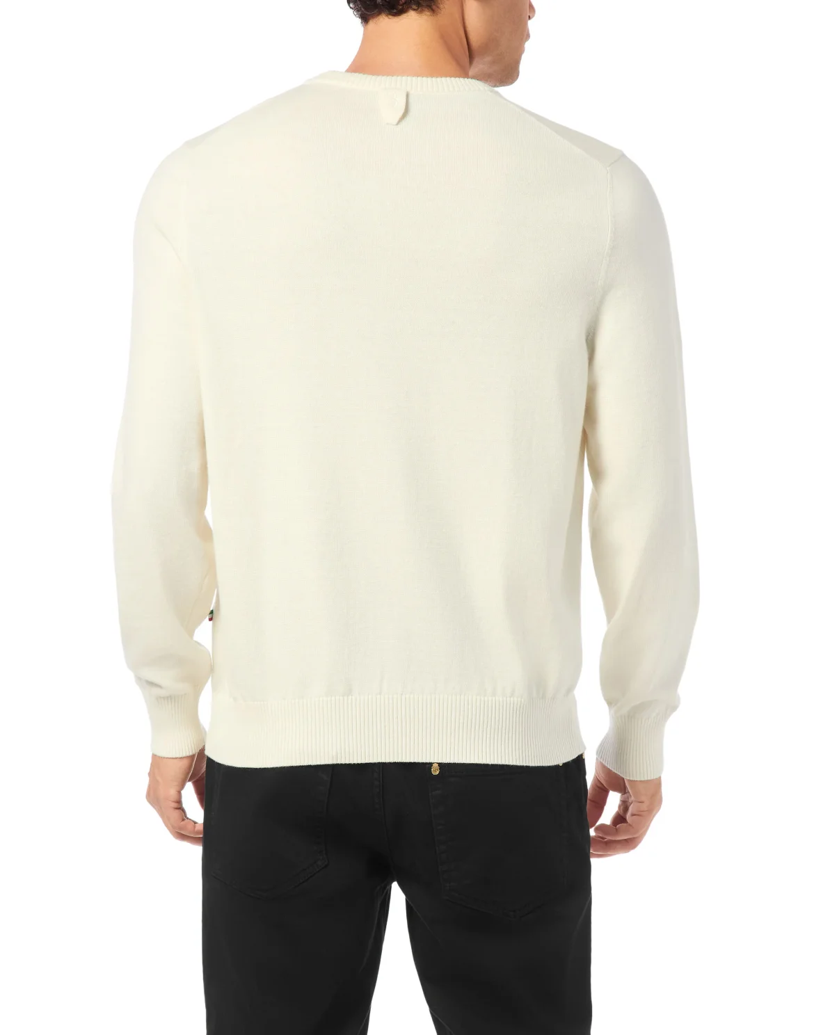 Embroidered Cotton Cashmere Round Neck Pullover, цвет: Бежевый