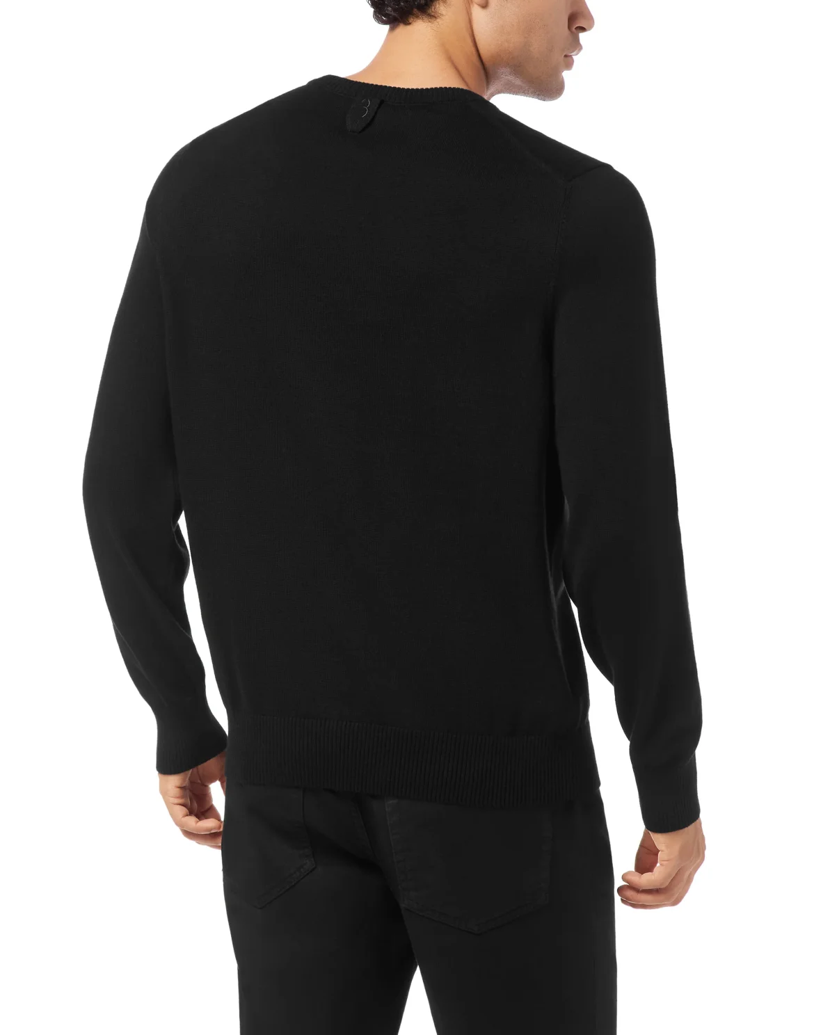 Embroidered Cotton Cashmere Round Neck Pullover, цвет: Черный