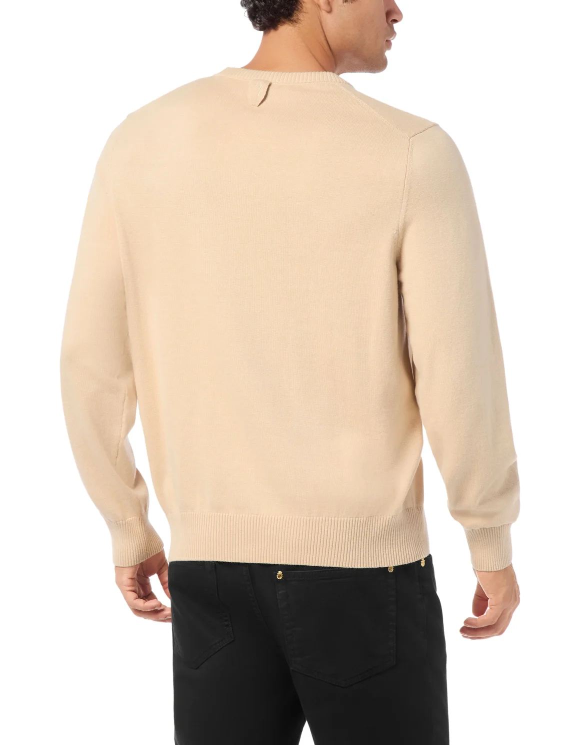 Embroidered Cotton Cashmere Round Neck Pullover, цвет: Бежевый
