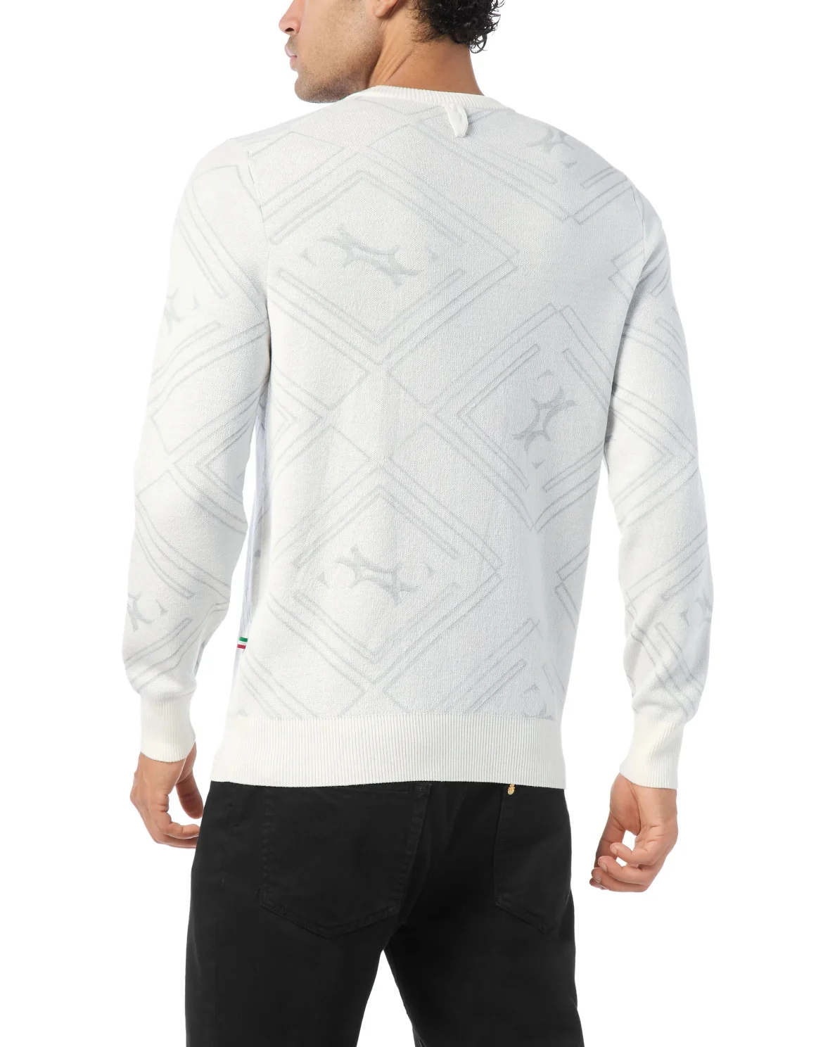 Wool Silk Round Neck Pullover Jacquard, цвет: Бежевый