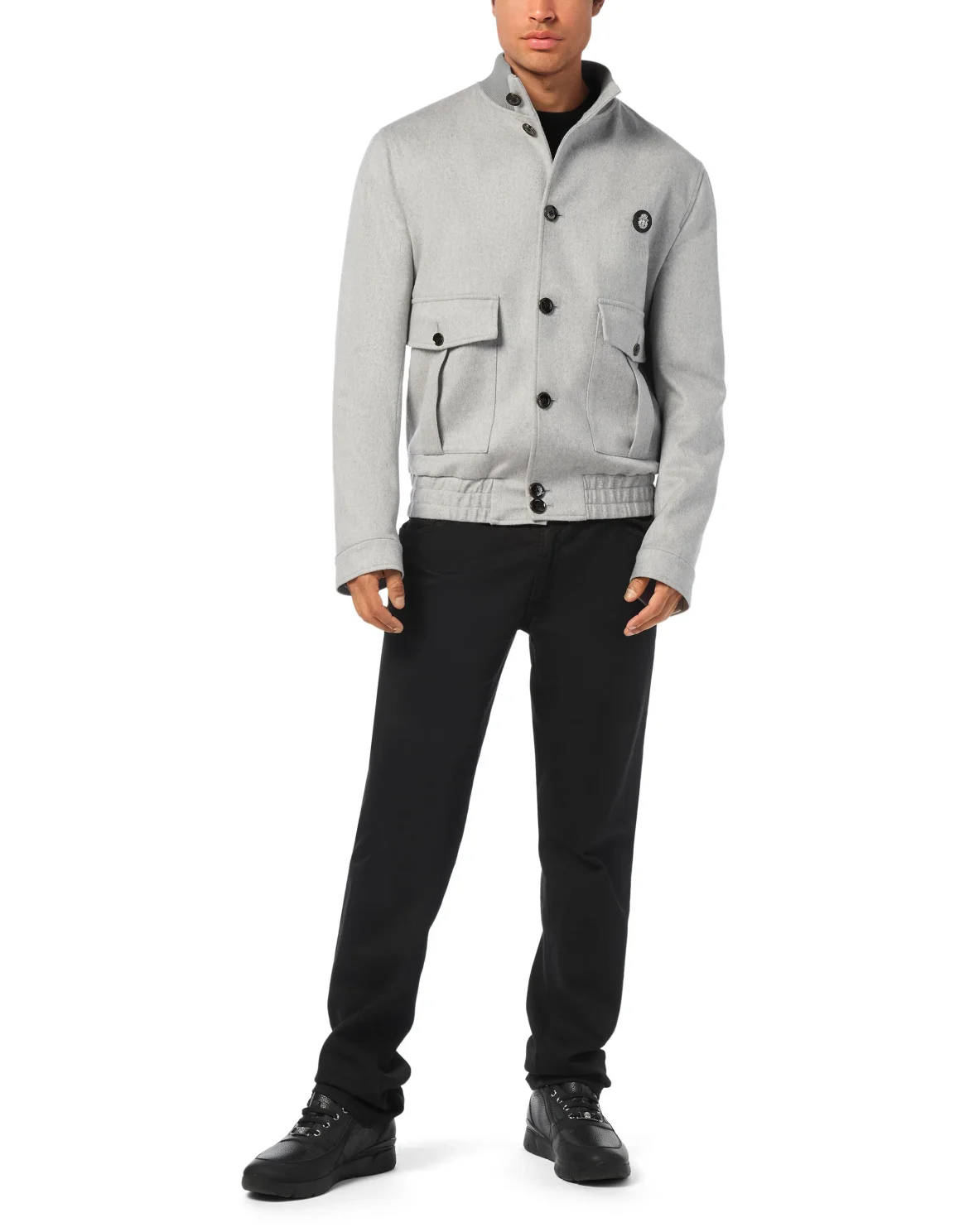 Cashmere Wool Bomber Jacket, цвет: Серый