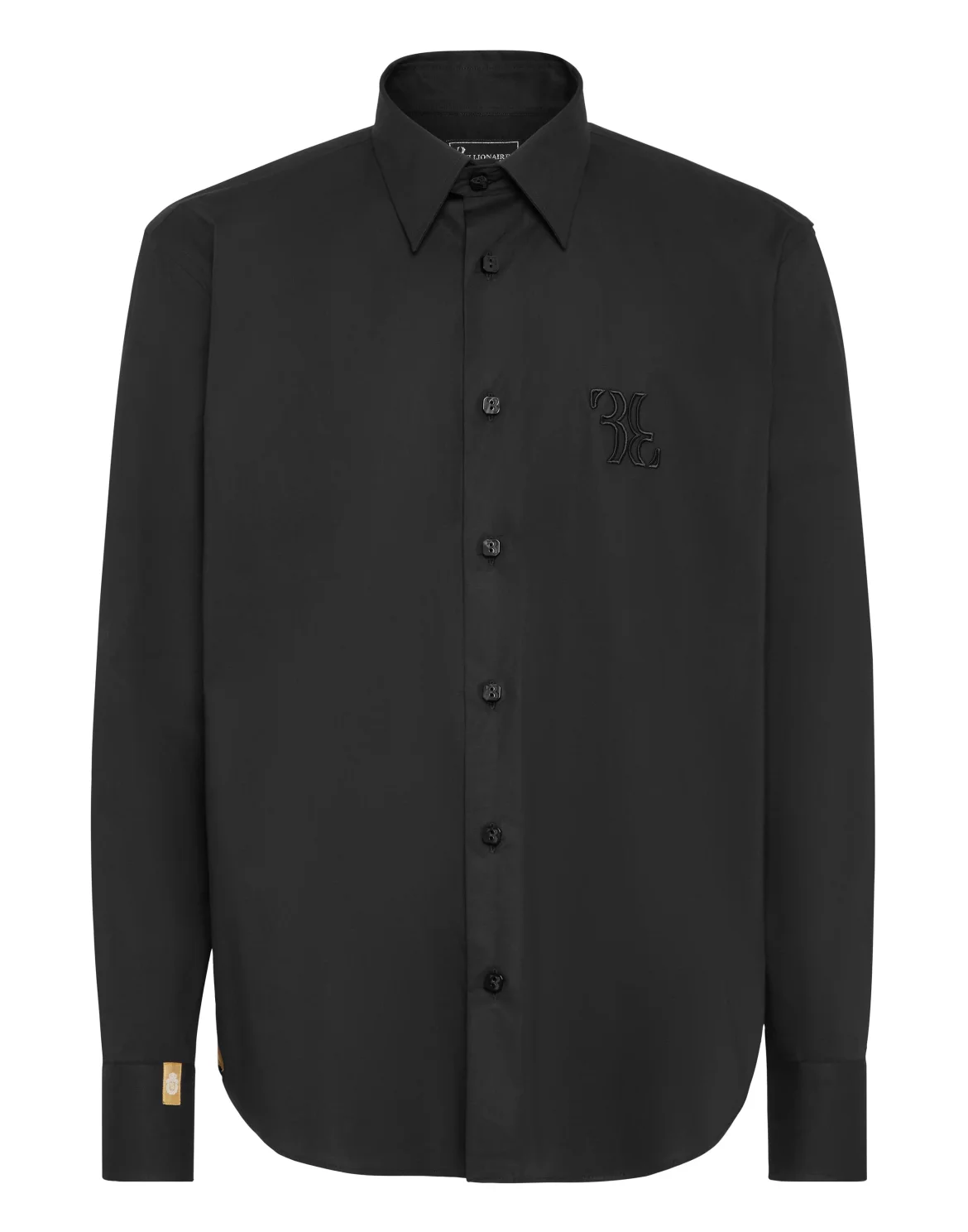 Embroidered Cotton Shirt Loose Fit, цвет: Черный