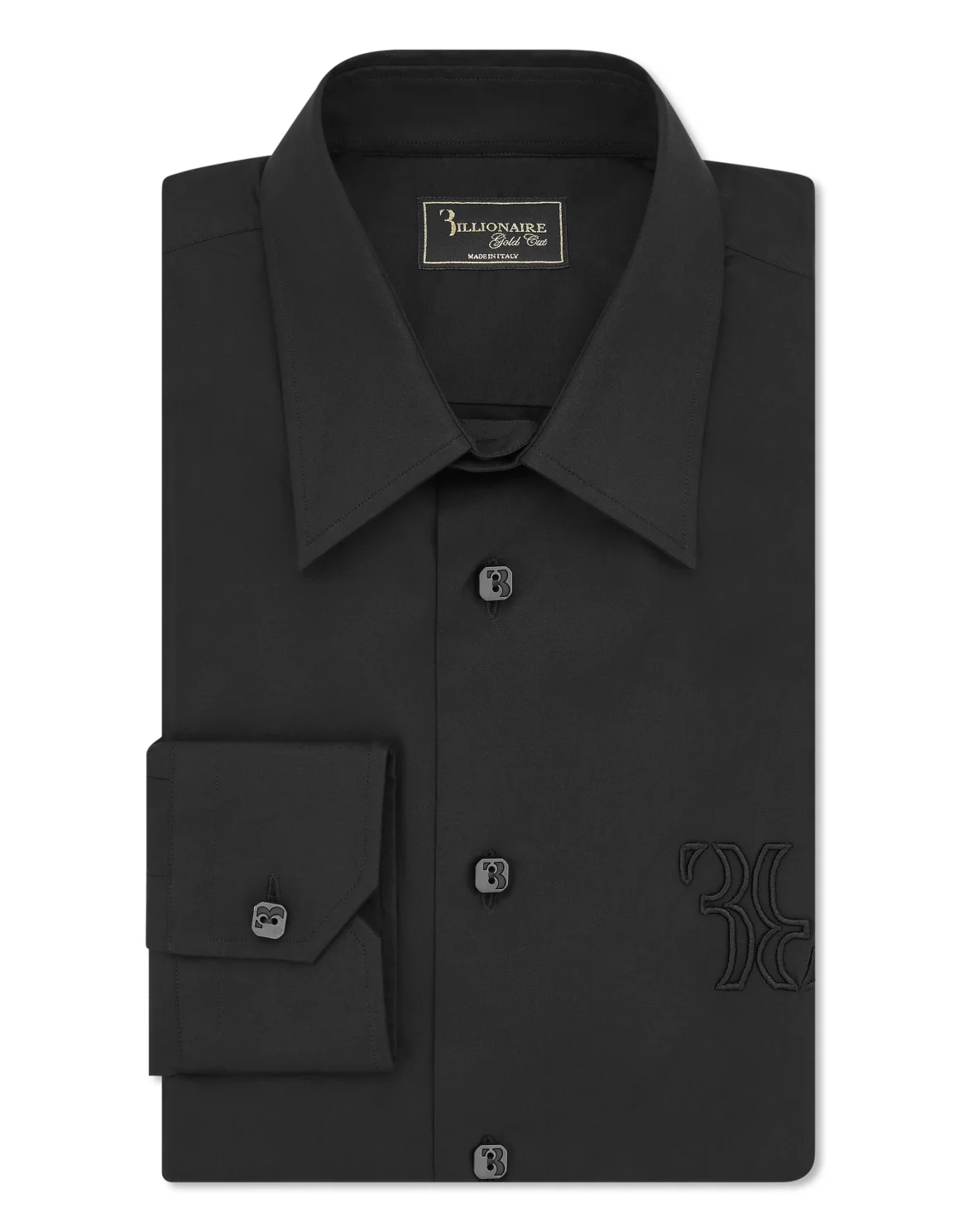 Embroidered Cotton Shirt Loose Fit, цвет: Черный