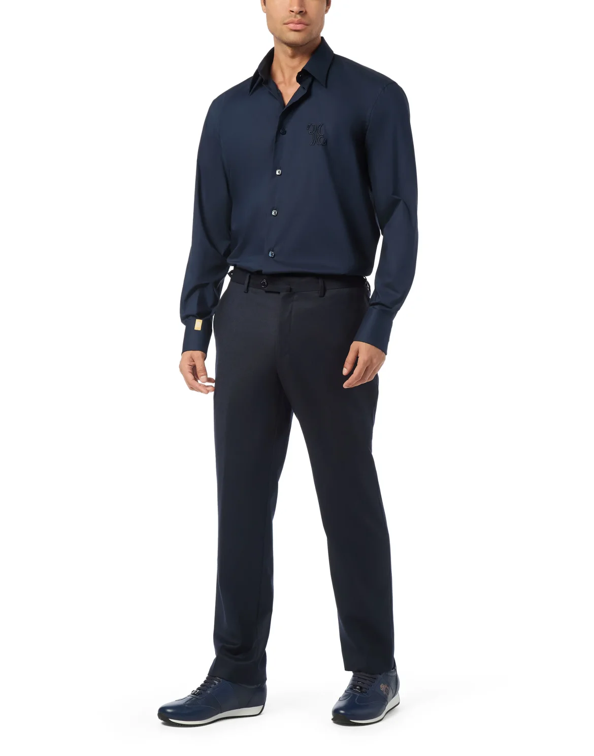 Embroidered Cotton Shirt Loose Fit, цвет: Синий