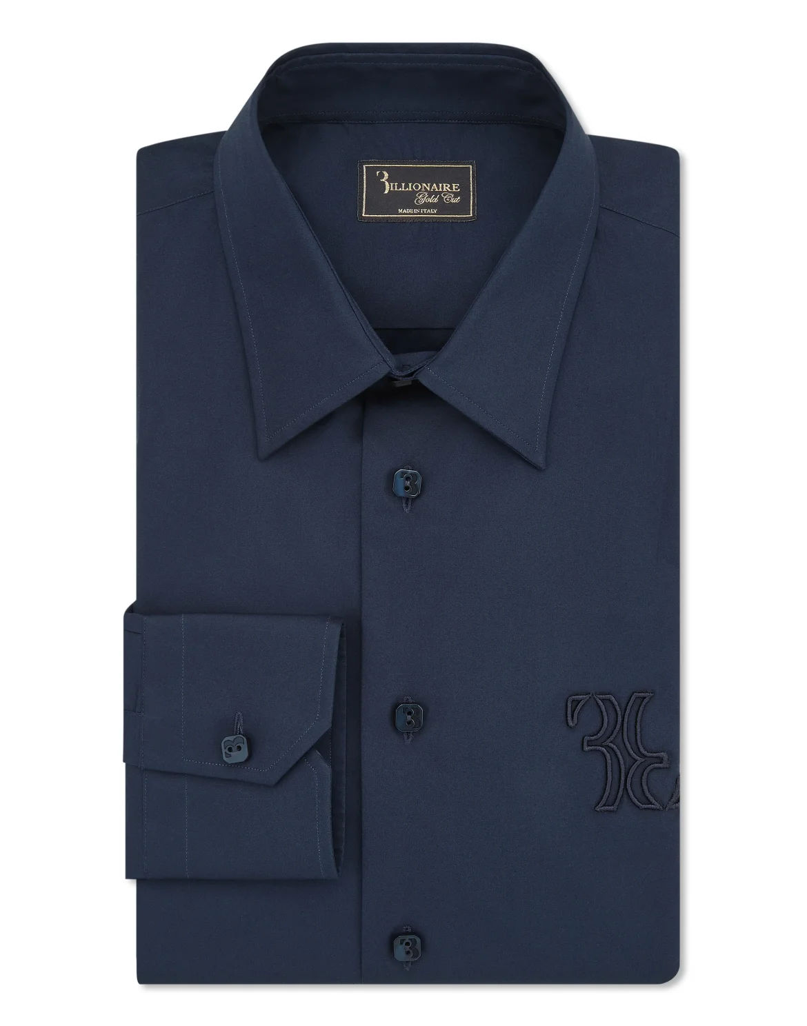 Embroidered Cotton Shirt Loose Fit, цвет: Синий