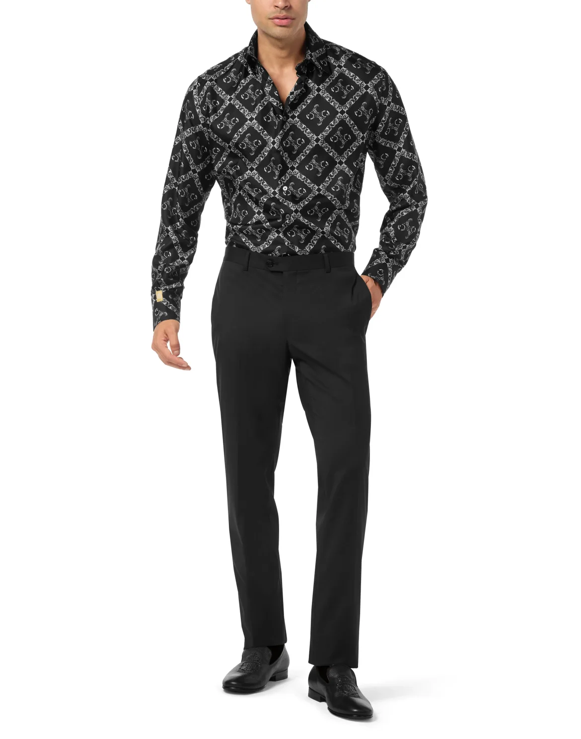 Silk Gold Cut Shirt BB Monogram, цвет: Черный