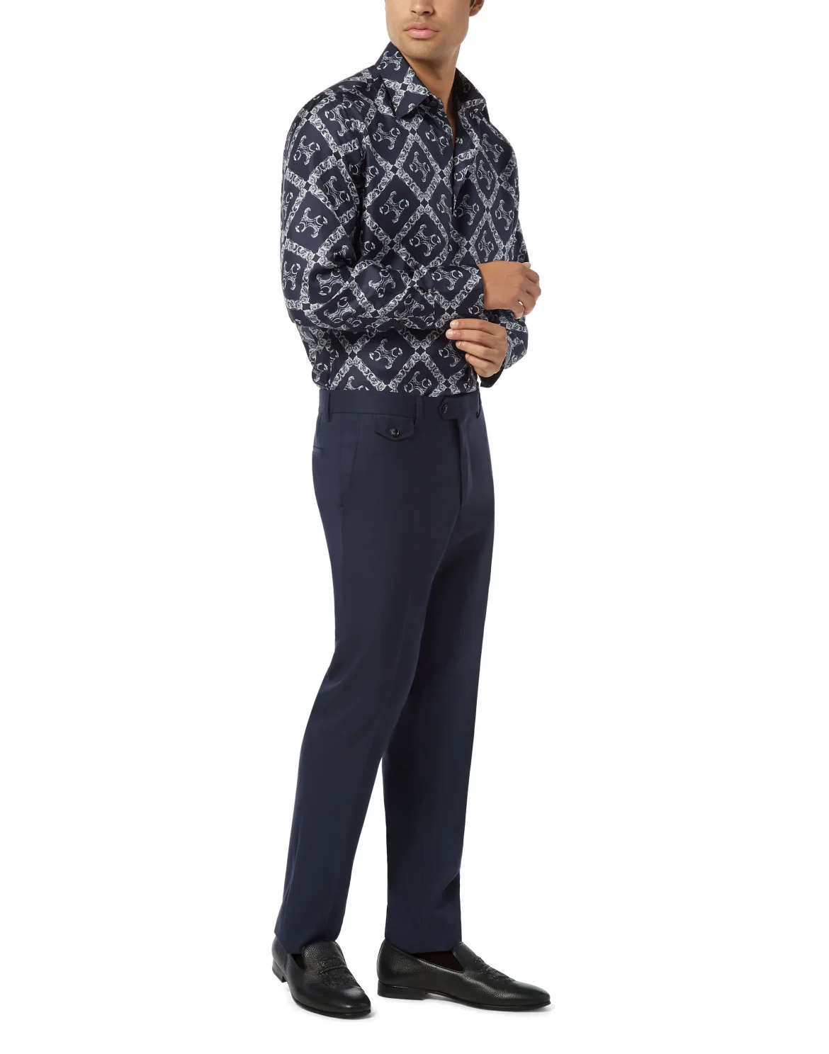 Silk Gold Cut Shirt BB Monogram, цвет: Синий