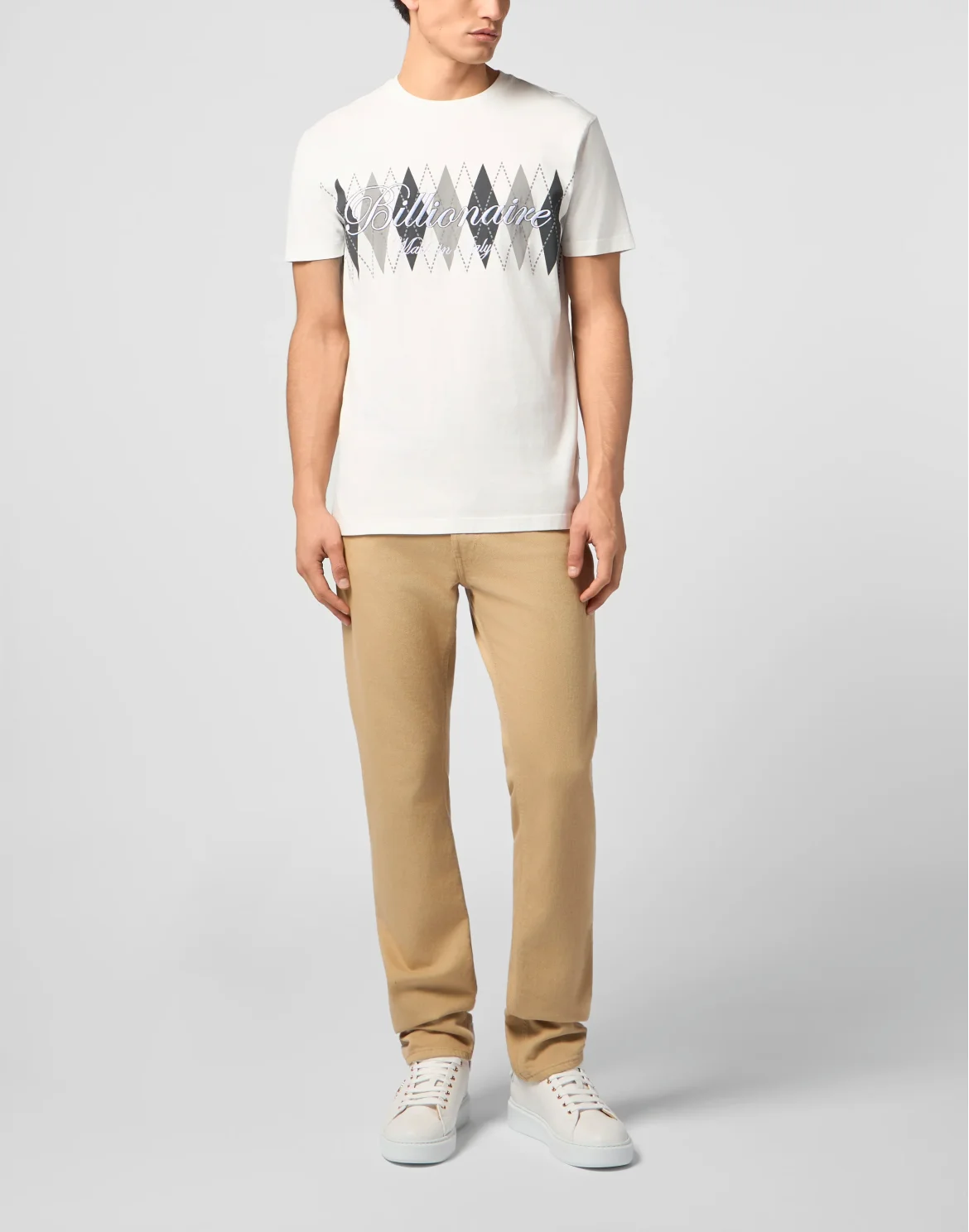 Embroidered T-shirt Round Neck SS, цвет: Бежевый