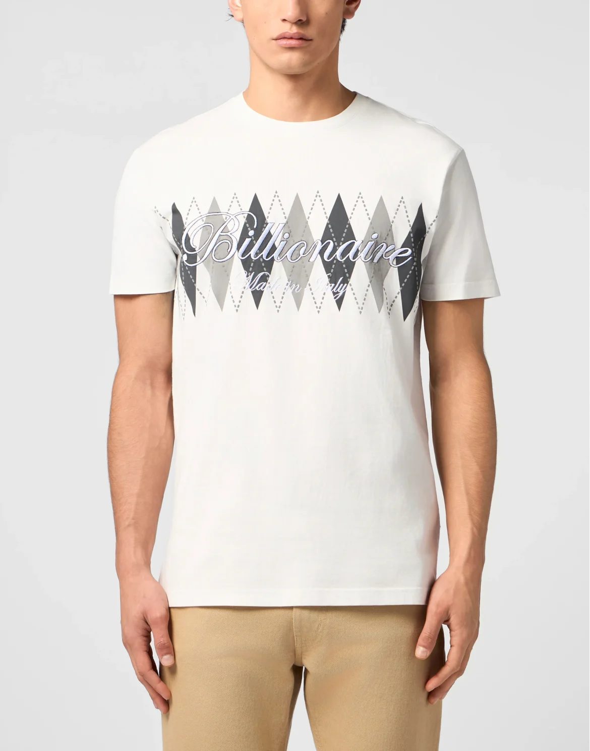Embroidered T-shirt Round Neck SS, цвет: Бежевый