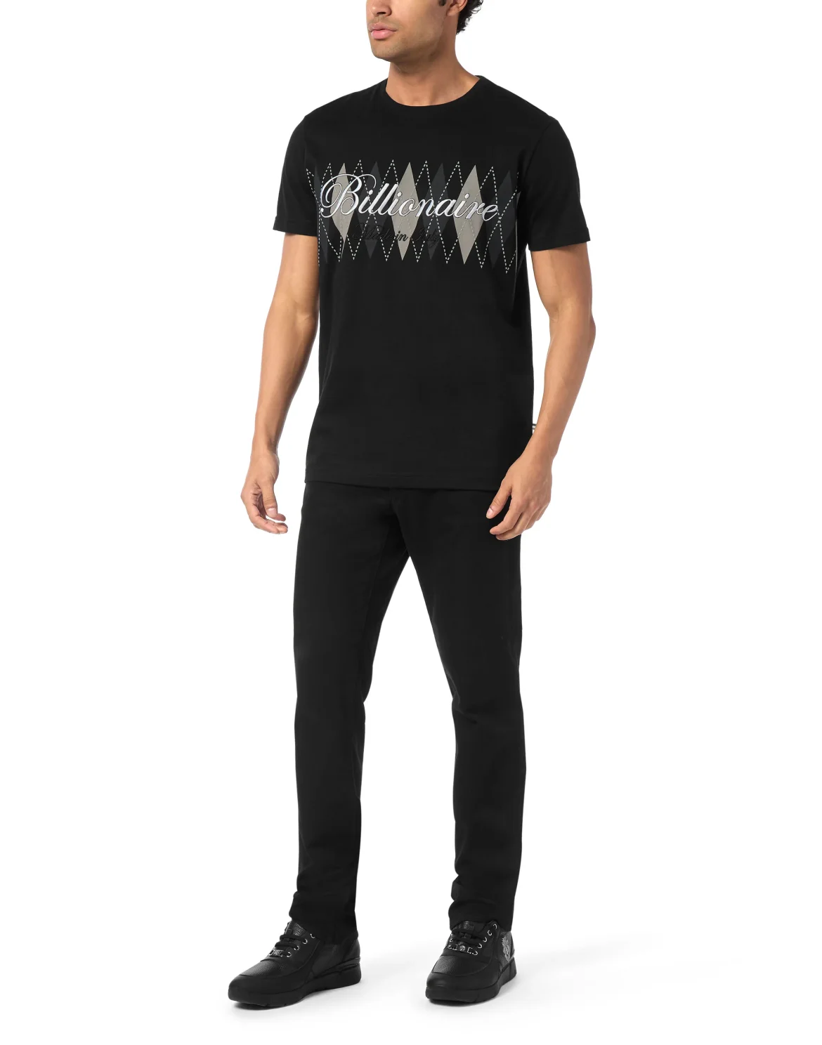 Embroidered T-shirt Round Neck SS, цвет: Черный