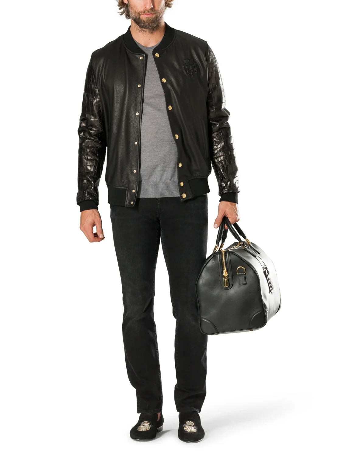 Leather Bomber "Robert", цвет: Черный