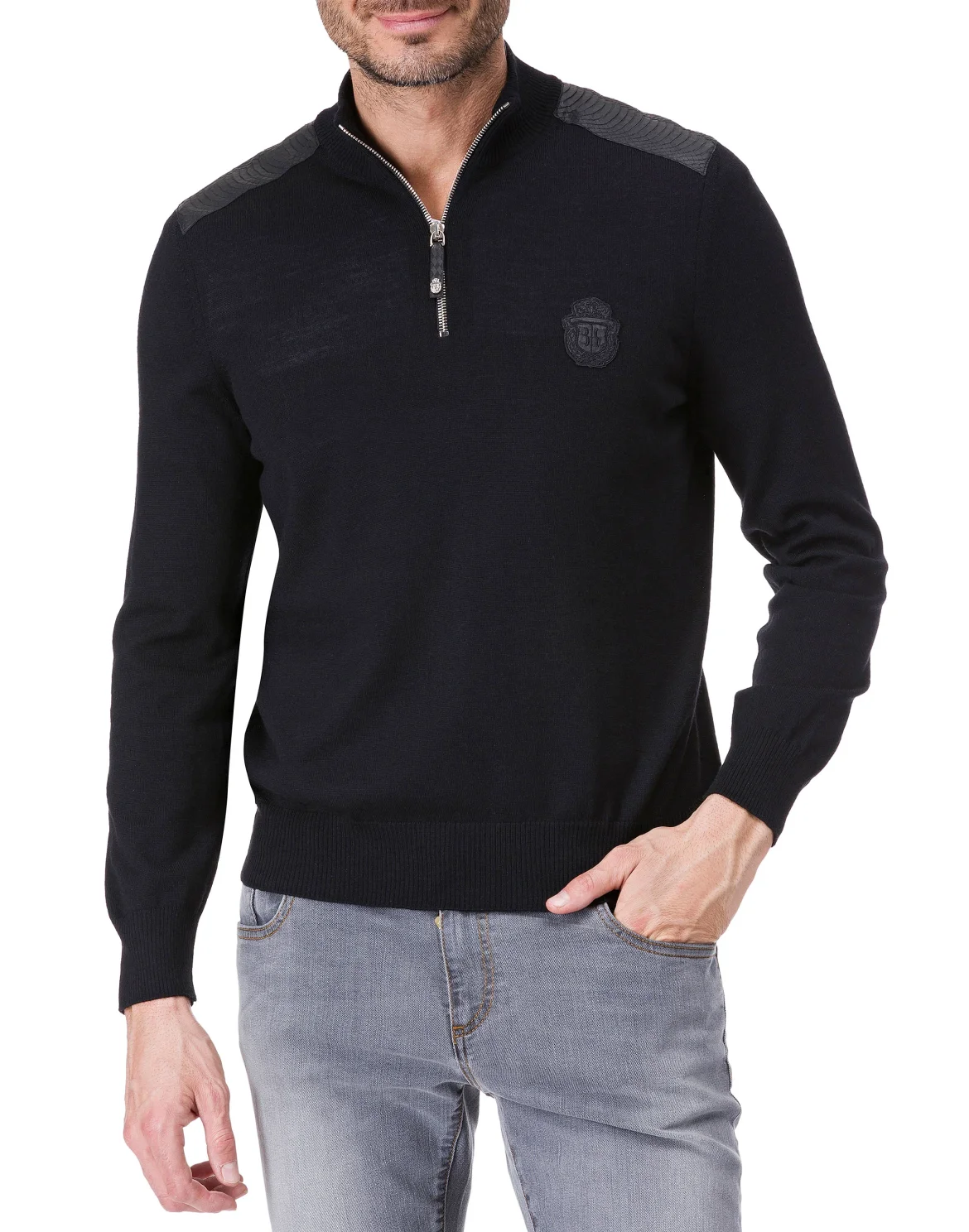 Pullover zip mock "Florian", цвет: Черный