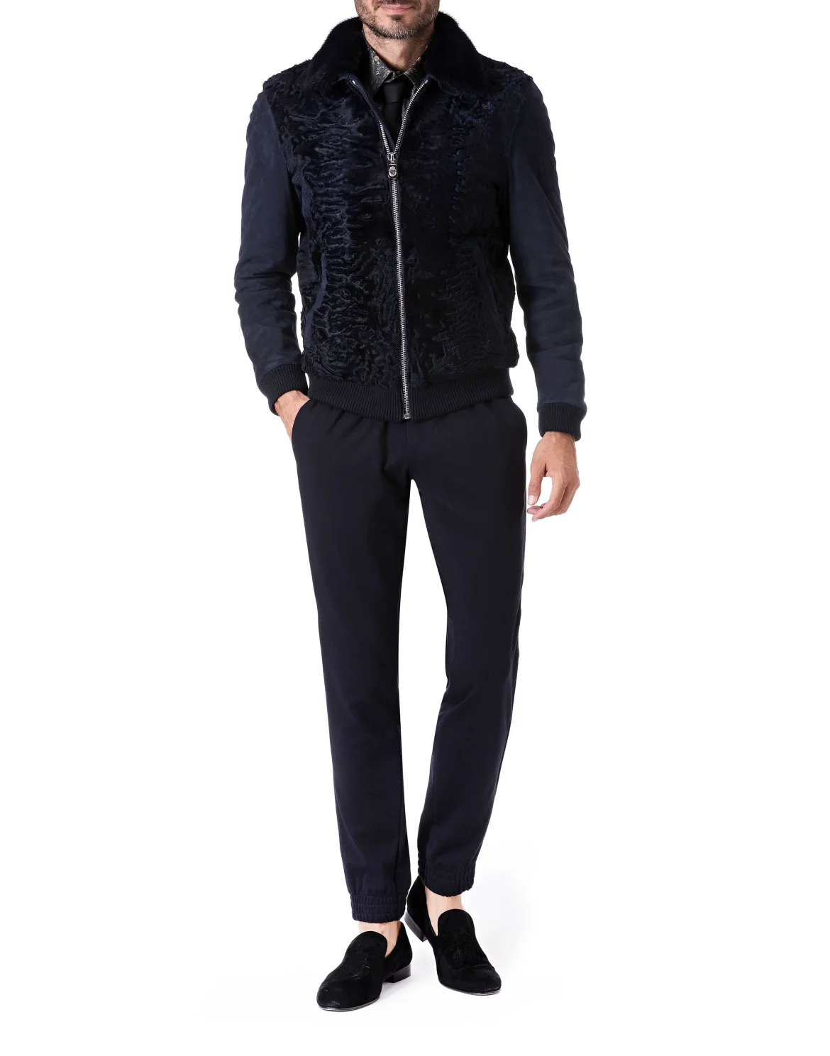 Leather Bomber "Tanguy", цвет: Синий
