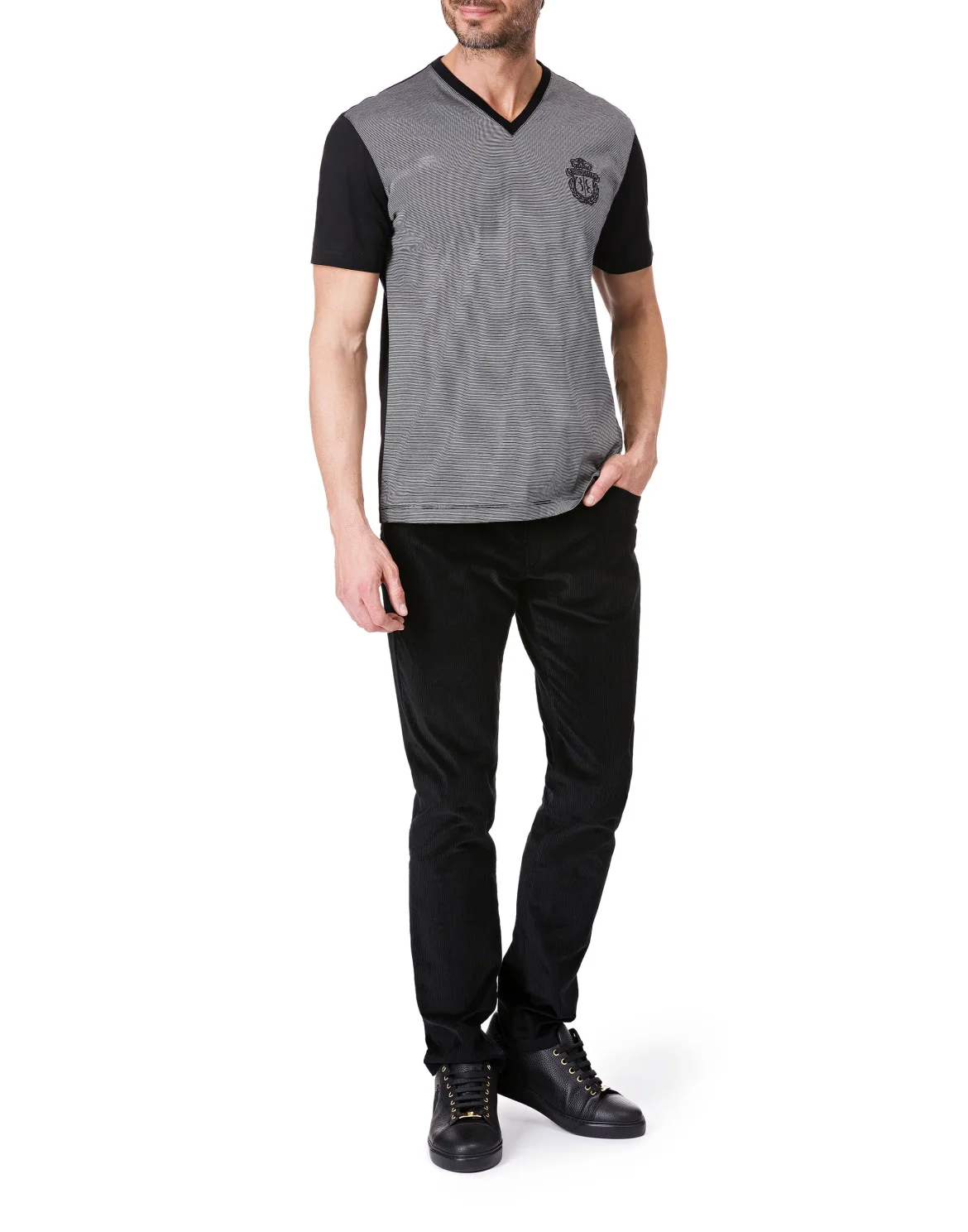 T-shirt V-Neck SS "Harès, цвет: Черный