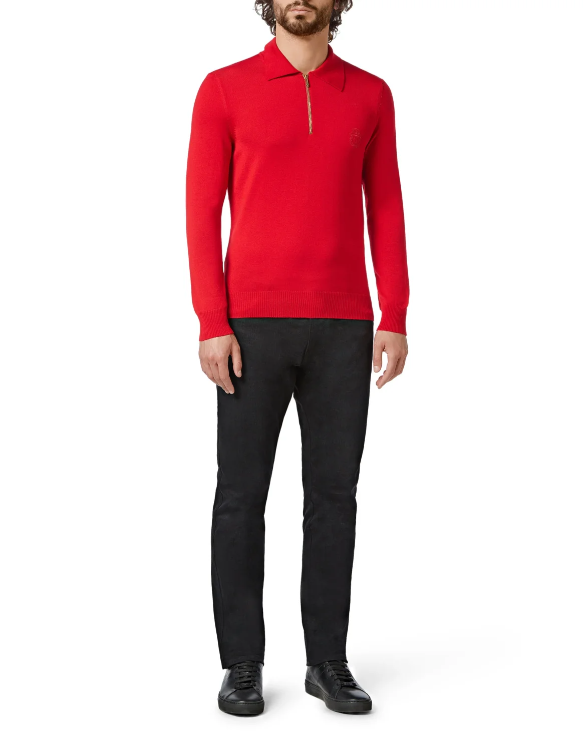 Pullover zip mock Crest, цвет: Красный