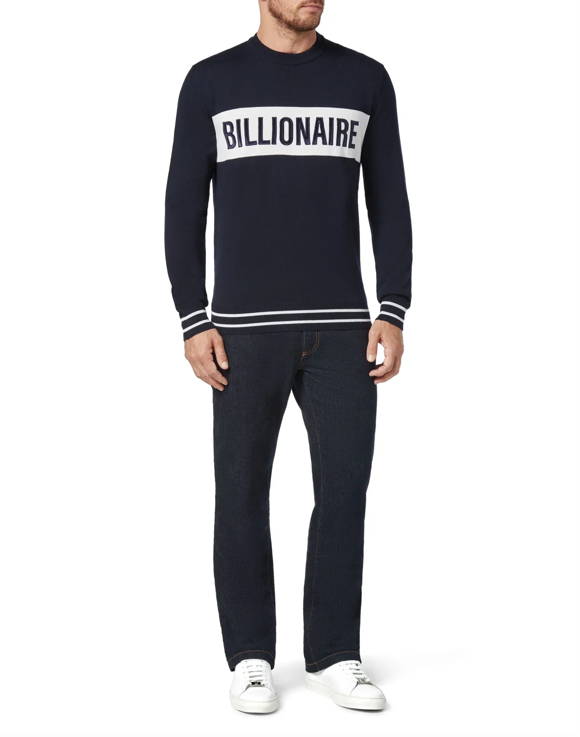 Pullover Round Neck LS Statement, цвет: Синий