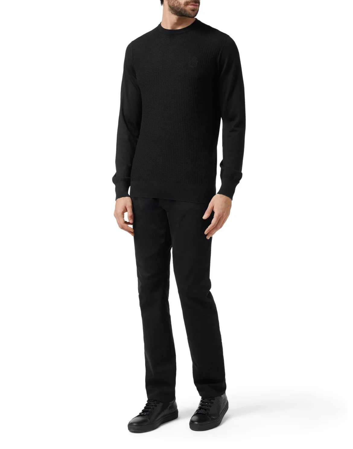 Pullover Round Neck LS Crest, цвет: Черный