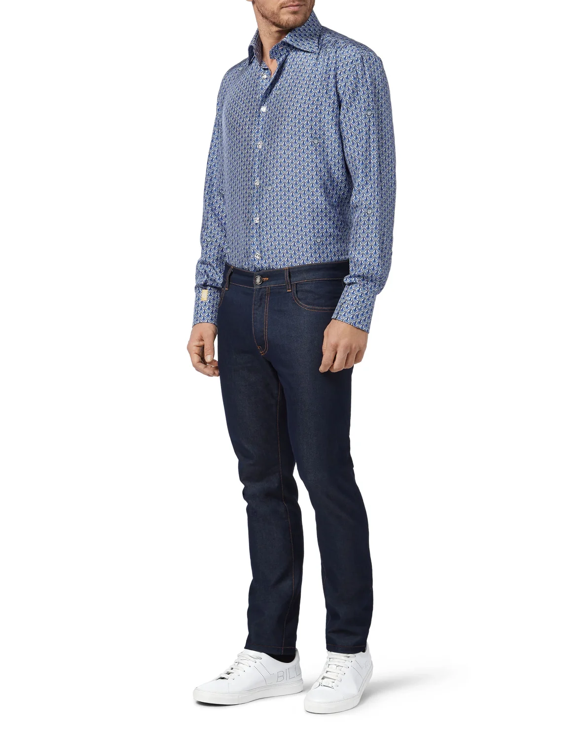 Shirt Gold Cut LS Flavio/Watch Flowers, цвет: Синий
