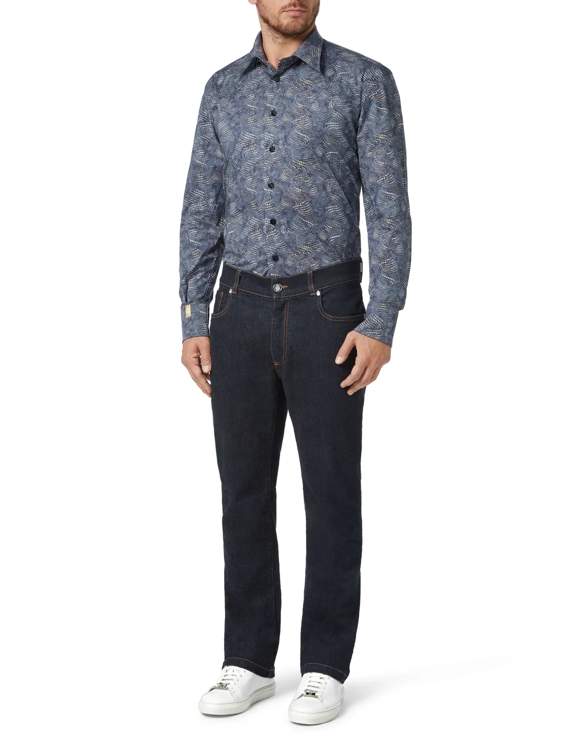 Shirt Gold Cut LS Milano/Multi Geometric, цвет: Синий