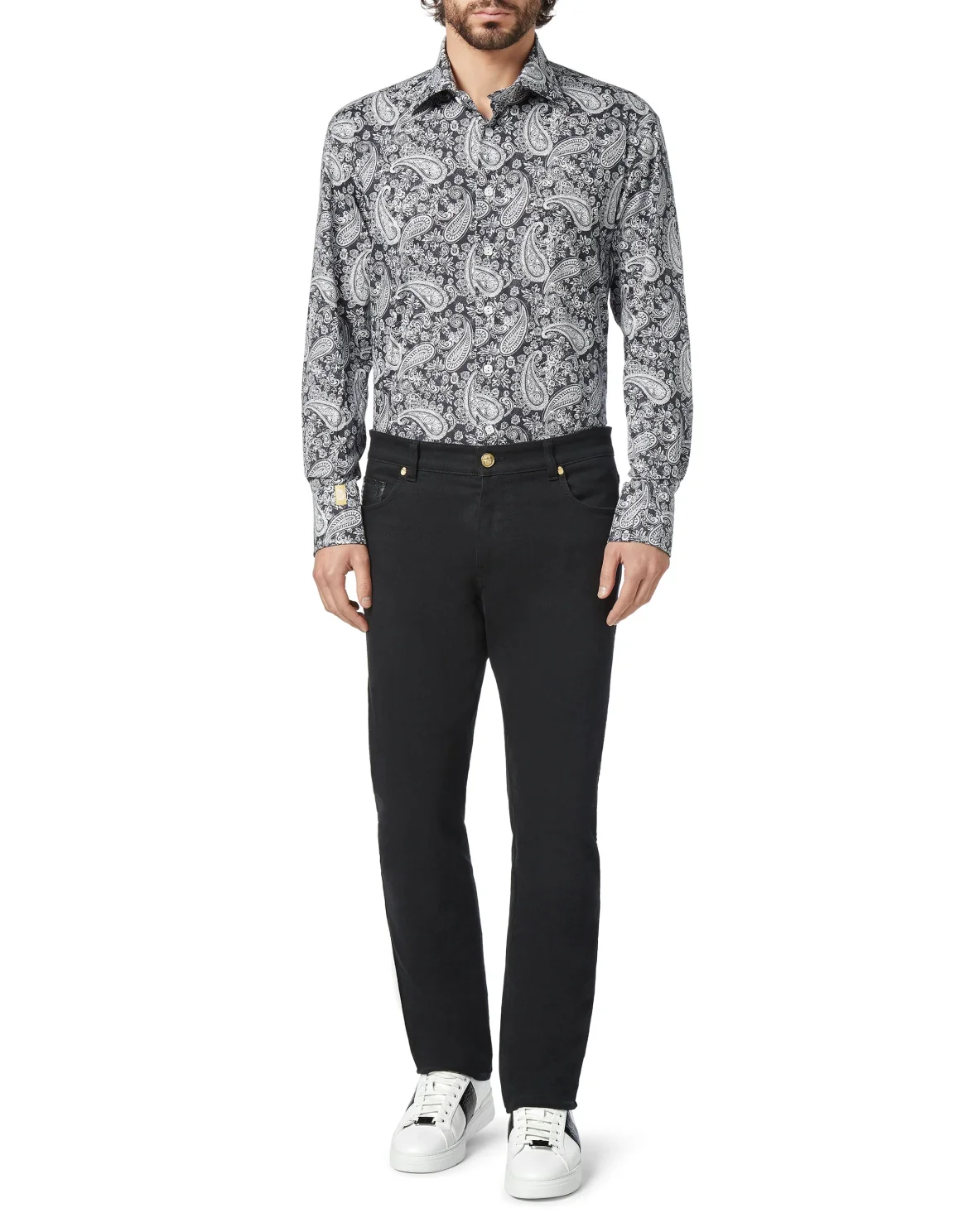 Shirt Gold Cut LS Flavio/Watch Paisley, цвет: Черный