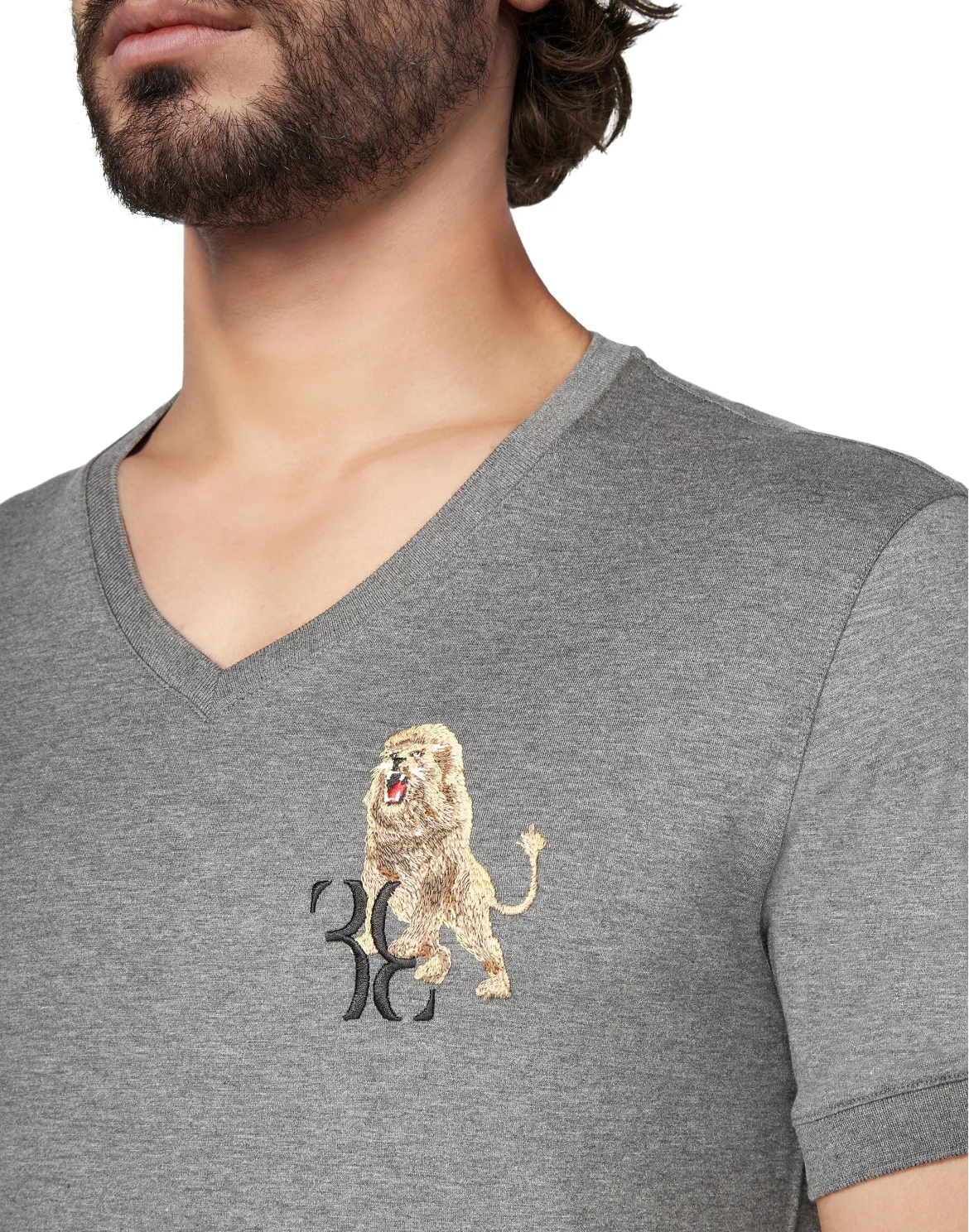 T-shirt V-Neck SS Lion, цвет: Серый
