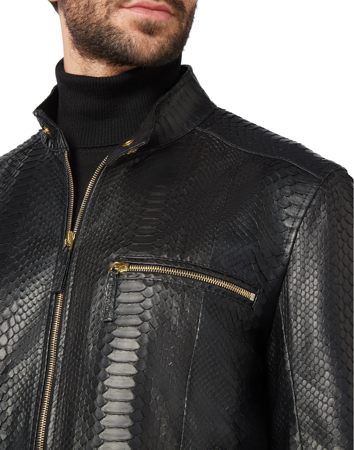 Python Leather Jacket Luxury, цвет: Черный